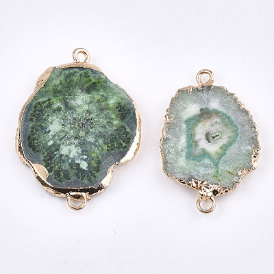 Electroplate Natural Druzy Agate Links connectors G-T112-07C-1