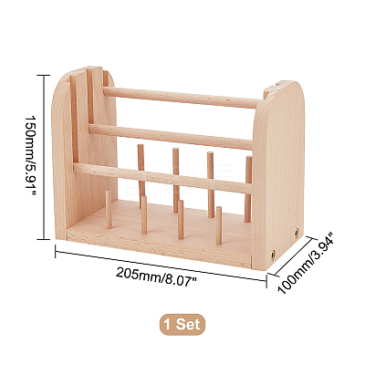 11 Spools Solid Wood Thread Rack WOOD-WH0027-90-1