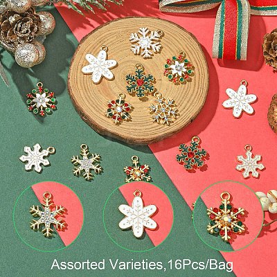 16Pcs 8 Styles Alloy Enamel with Rhinestone Pendants FIND-YW0005-88-1