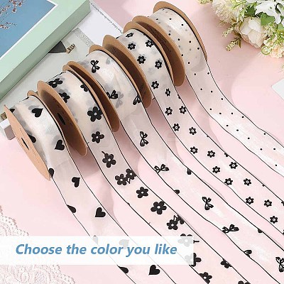 1Roll Printed Polyester Chiffon Ribbons OCOR-CY0002-35D-1