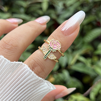 Brass Micro Pave Cubic Zirconia Cuff Open Rings for Women WG96D0D-01-1
