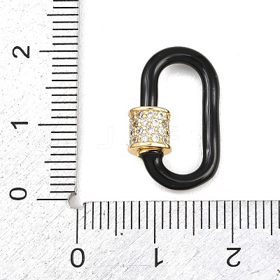 Oval Brass Micro Pave Clear Cubic Zirconia Screw Carabiner Clasps KK-B167-01A-04G-1