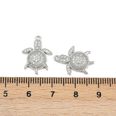 Brass Micro Pave Clear Cubic Zirconia Pendants KK-G535-02C-P-1