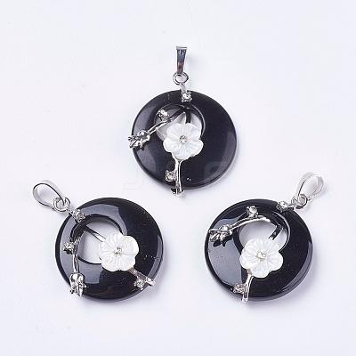 Natural Dyed & Heated Black Agate Pendants X-G-F546-A16-1