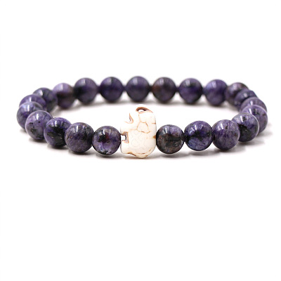 Natural Amethyst & Synthetic Turquoise Beads Stretch Bracelets for Men Women QO0012-10-1