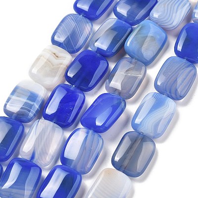 Natural Banded Agate Beads Strands G-K392-B07-13x18mm-1