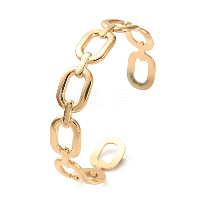 304 Stainless Steel Hollow Oval Cuff Bangles BJEW-F457-23G-1