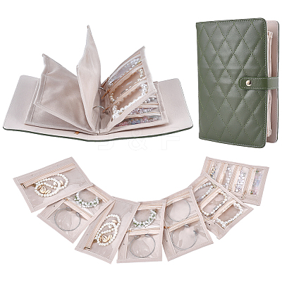 Portable Travel PU Leather & PVC Loose Leaf Binder Jewelry Books AJEW-WR0003-78B-1