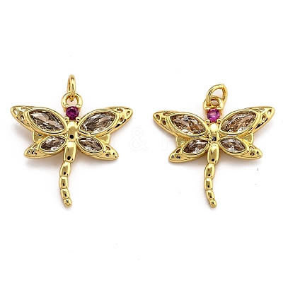 Brass Micro Pave Clear Cubic Zirconia Pendants ZIRC-J025-57G-1