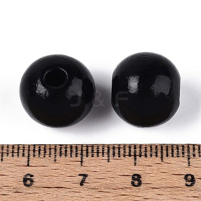 Spray Painted Round Natural Schima Wood Beads WOOD-A018-14mm-03-1