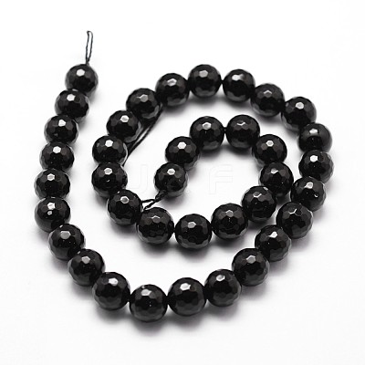 Natural Dyed & Heated Black Onyx Beads Strands X-G-D840-22-10mm-1