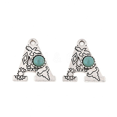 Synthetic Turquoise & Alloy Pendants PALLOY-H146-01AS-A-1