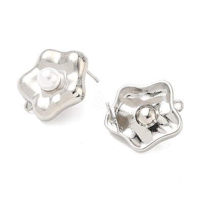 Brass Plastic Pearl Stud Earring Findings KK-G547-06P-1