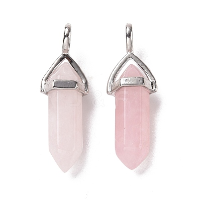Natural Rose Quartz Pointed Pendants X-G-K329-52P-1