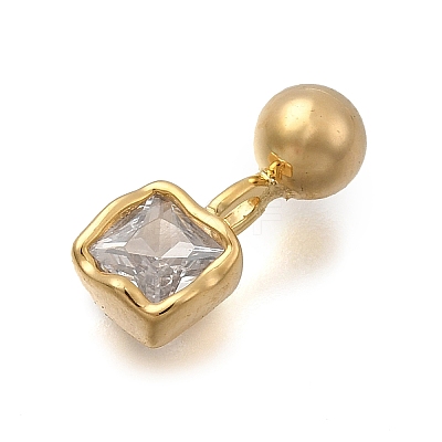 Brass Micro Pave Cubic Zirconia Square Charms KK-D500-01A-G-1