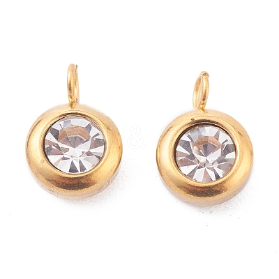 304 Stainless Steel Rhinestone Charms STAS-Z009-04-04G-1