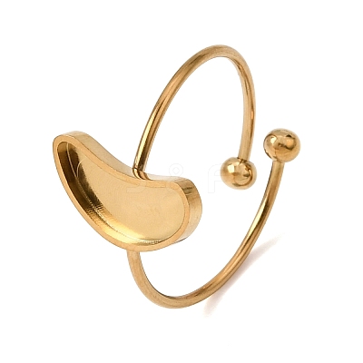 Moon 304 Stainless Steel Open Cuff Bangle Makings with Bezel Tray SA-CBABF3F-02G-08-1