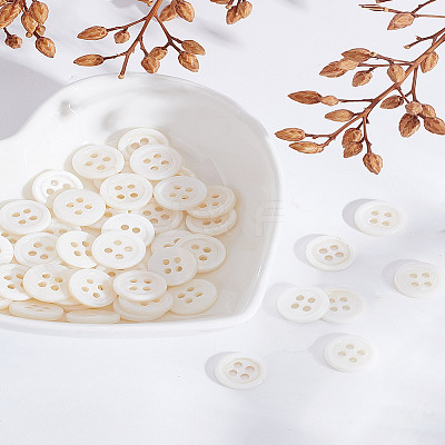 50Pcs 4-Hole Shell Buttons BUTT-LP0001-02-1