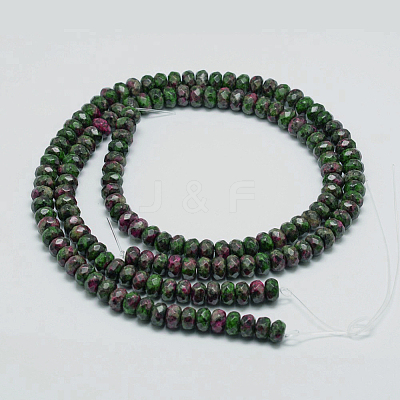Faceted Natural Ruby in Zoisite Rondelle Beads Strands X-G-K090-04-1
