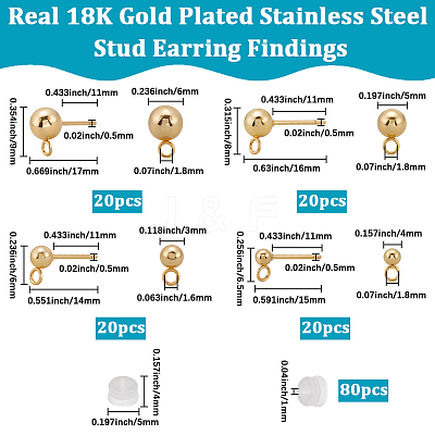 201 Stainless Steel Stud Earring Findings STAS-BBC0007-17-1