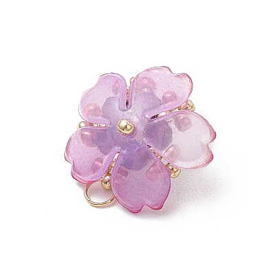 Handmade Glass Seed Beaded Sakura Pendants PALLOY-MZ00763-01-1