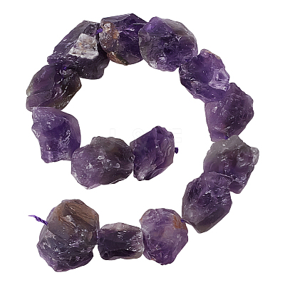 Rough Raw Natural Amethyst Beads Strands G-OC0003-75-1