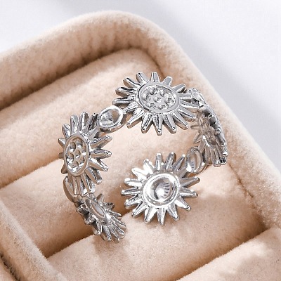 Sun 304 Stainless Steel Open Cuff Ring Components RJEW-F174-02P-1