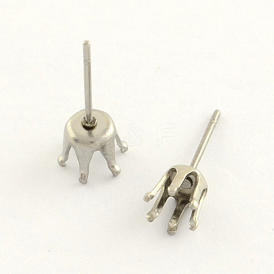 Non-Tarnish 304 Stainless Steel Post Stud Earring Settings STAS-R063-57-1