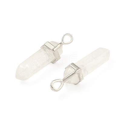 2Pcs Natural Quartz Crystal Double Terminated Pointed Pendants G-YW0002-05F-1