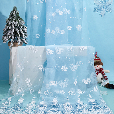 2M Polyester Snowflake Mesh Fabrics DIY-WH0622-388A-1