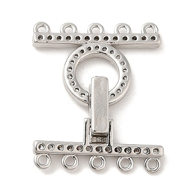 Rack Plating Brass Micro Pave Clear Cubic Zirconia Fold Over Clasps KK-H447-17P-1