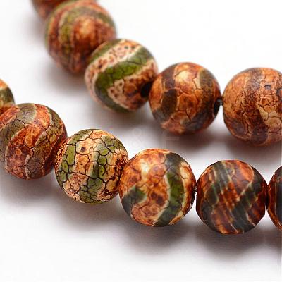Tibetan Style Wave Pattern dZi Beads G-K166-02-8mm-L1-08-1