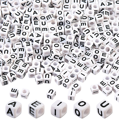 1000Pcs 5 Styles Acrylic Horizontal Hole Letter Beads MACR-PA0001-34-1