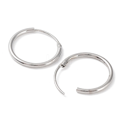 Rhodium Plated 925 Sterling Silver Huggie Hoop Earrings EJEW-K258-02B-P-1