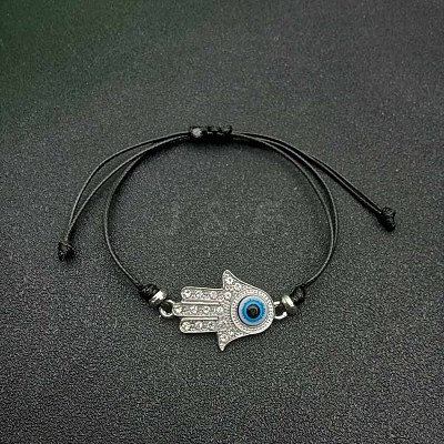 Alloy Rhinestone Hamsa Hand Bracelets YG3670-2-1