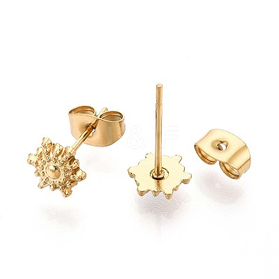 304 Stainless Steel Sun Stud Earrings for Women EJEW-C004-09G-1
