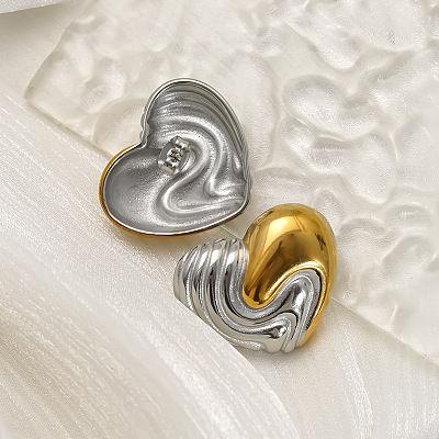 Two Tone 304 Stainless Steel Stud Earrings for Women WGF242D-01-1