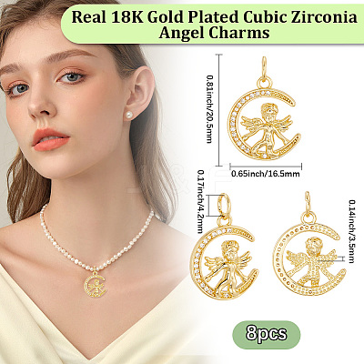 8Pcs Brass Micro Pave Cubic Zirconia Pendants KK-BBC0020-24-1