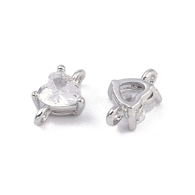 Brass Pave Glass Connector Charms KK-K351-35P-1