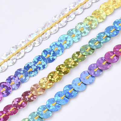 Eco-Friendly Electroplate Ornament Accessories Plastic Paillette Bead Strands PVC-T006-02-1