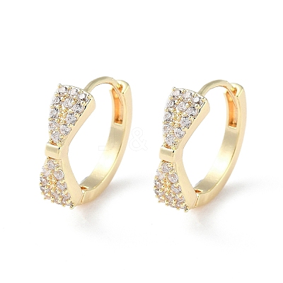 Brass Micro Pave Cubic Zirconia Hoop Earrings EJEW-P259-03G-1