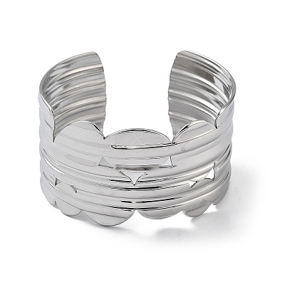 304 Stainless Steel Cuff Bangles for Women BJEW-Z078-20P-1