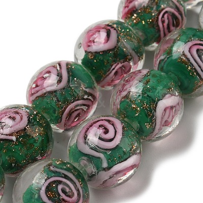 Handmade Gold Sand Lampwork Beads Strands LAMP-OC0001-53B-1
