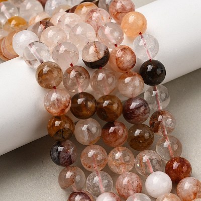 Natural Hematoid Quartz Round Beads Strands G-N0078-10mm-06-01-1
