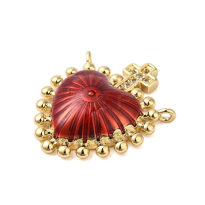 Rack Plating Brass Micro Pave Clear Cubic Zirconia Pendants KK-S372-02G-1