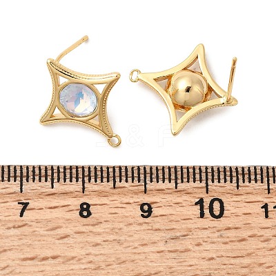 Star Brass Glass Stud Earring Findings KK-P340-10G-01-1