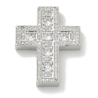 Rack Plating Brass Micro Pave Cubic Zirconia Pendants KK-L224-063P-1