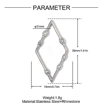 304 Stainless Steel with Crystal Rhinestone Pendants RB-OY001-81P-01-1