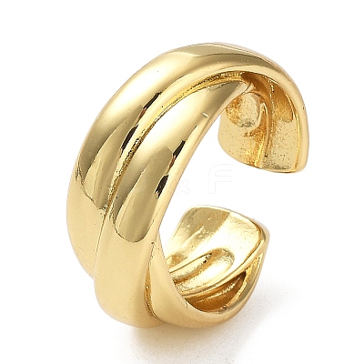 Rack Plating Brass Criss Cross Open Cuff Rings for Women RJEW-Q777-04G-1