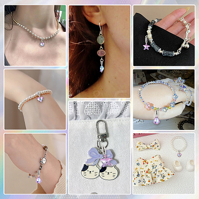 30Pcs 5 Styles Electroplated Glass European Dangle Charms PALLOY-ME00035-1